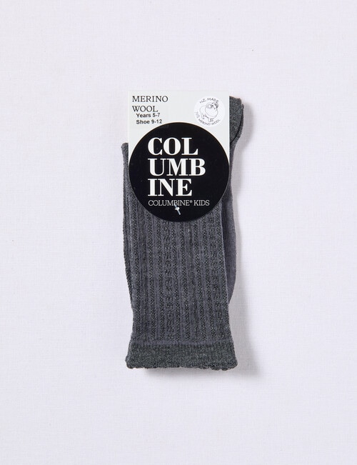 Columbine Texture Merino Crew Sock, Dark Grey product photo View 02 L