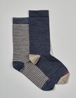 NZ Sock Co. Merino Crew, 2 pack, Thundercloud Stripes, 4-11 product photo