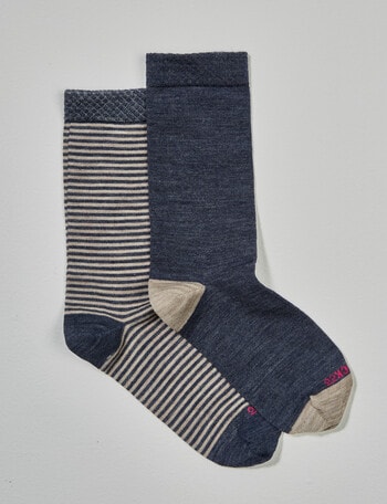 NZ Sock Co. Merino Crew, 2 pack, Thundercloud Stripes, 4-11 product photo