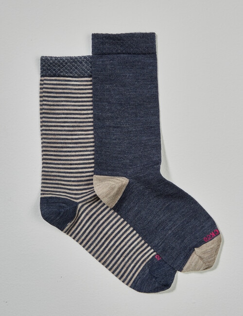 NZ Sock Co. Merino Crew, 2 pack, Thundercloud Stripes, 4-11 product photo