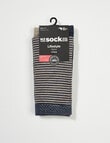 NZ Sock Co. Merino Crew, 2 pack, Thundercloud Stripes, 4-11 product photo View 03 S