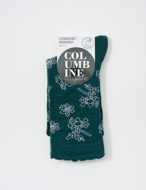 Columbine Comfort Merino Crew Socks, Floral Blackboard, 4-11 product photo View 02 L