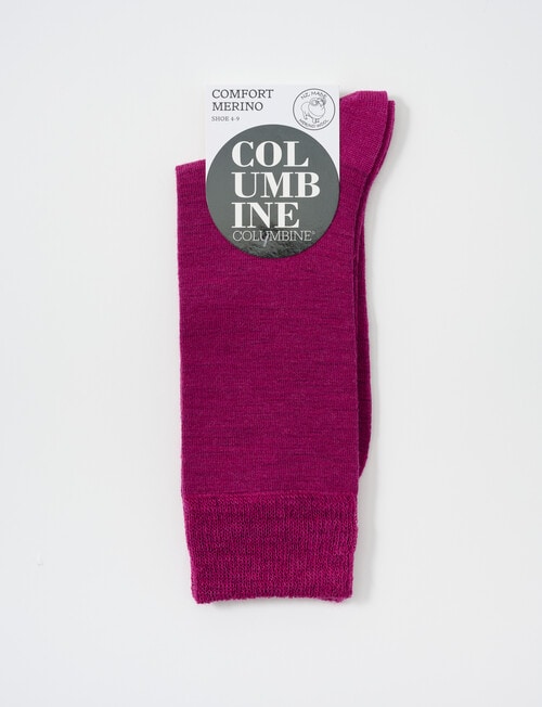 Columbine Comfort Merino Crew Socks, Purple Wine, 4-11 product photo View 02 L