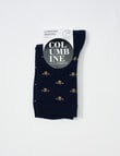 Columbine Merino Bees Comfort Crew Socks, Navy 4-11 product photo View 02 S