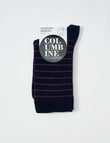 Columbine Merino Stripe Comfort Crew Socks, Navy, 4-11 product photo View 02 S