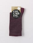Columbine Merino Fine Stripe Bordeaux Crew Socks, Burgundy, 4-11 product photo View 02 S