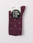 Columbine Comfort Merino Bees Bordeaux Crew Socks, Maroon, 4-11 product photo View 02 S