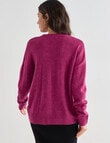Whistle Long Sleeve Tie Front Jumper, Raspberry Marle product photo View 02 S
