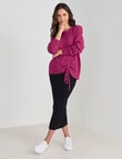 Whistle Long Sleeve Tie Front Jumper, Raspberry Marle product photo View 03 S