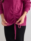 Whistle Long Sleeve Tie Front Jumper, Raspberry Marle product photo View 04 S