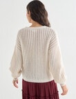 Whistle Long Sleeve Textured Rib Jumper, Winter White product photo View 02 S