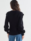Whistle Long Sleeve Ruffle Jumper, Black product photo View 02 S