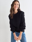 Whistle Long Sleeve Ruffle Jumper, Black product photo View 05 S