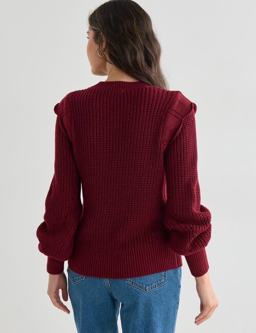 Whistle Long Sleeve Ruffle Jumper, Berry Metallic product photo View 02 L