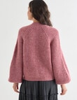 Whistle Puff Sleeve Rib Jumper, Strawberry product photo View 02 S