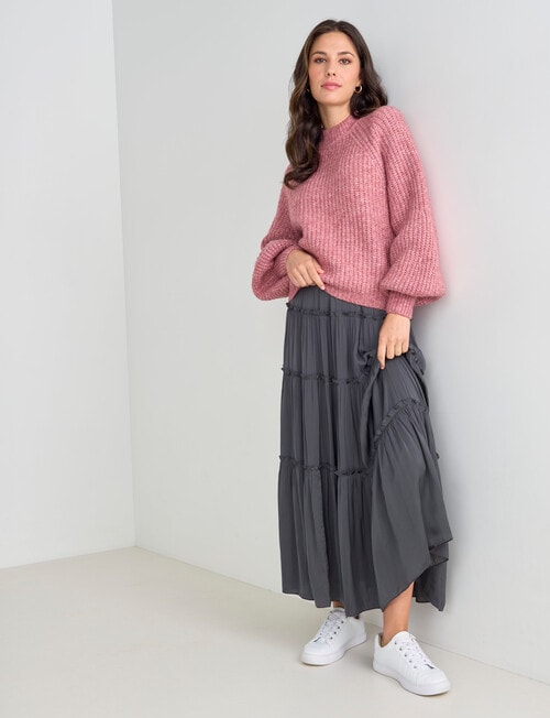 Whistle Puff Sleeve Rib Jumper, Strawberry product photo View 03 L