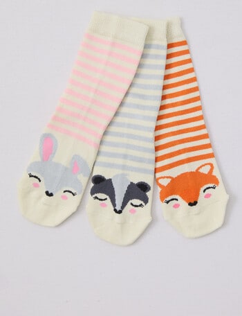 Columbine Animal Faces Stripes Bamboo Crew Sock, 3-Pack product photo