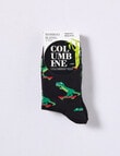 Columbine Multi Skating Dinos Bamboo Crew Sock, 3-Pack, Black & Green product photo View 02 S