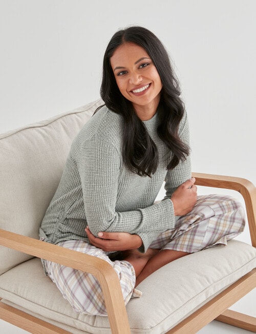 Zest Sleep Waffle Ruched Top, Sage product photo View 03 L