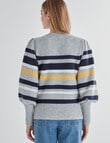 Zest Full Sleeve Stripe Jumper, Grey Mare & Sky product photo View 02 S