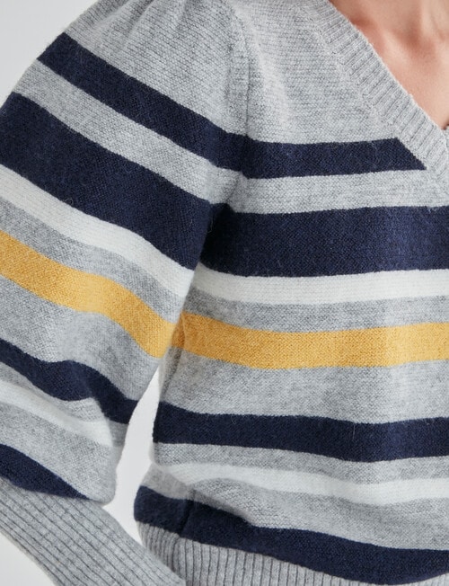 Zest Full Sleeve Stripe Jumper, Grey Mare & Sky product photo View 04 L