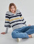 Zest Full Sleeve Stripe Jumper, Grey Mare & Sky product photo View 05 S
