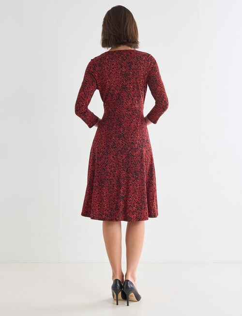 Oliver Black V-Neck Fit And Flare Knit Dress, Red Snake product photo View 02 L