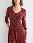 Oliver Black V-Neck Fit And Flare Knit Dress, Red Snake product photo View 04 S
