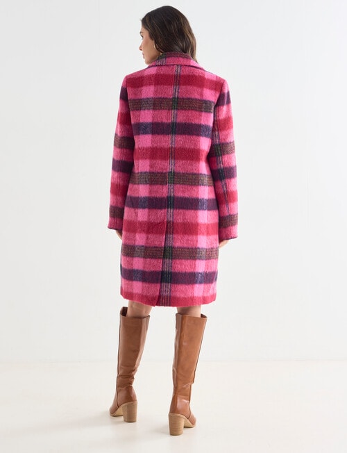 Whistle Long Sleeve Pocket Coat, Berry Check product photo View 02 L