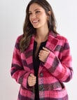 Whistle Long Sleeve Pocket Coat, Berry Check product photo View 03 S