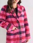 Whistle Long Sleeve Pocket Coat, Berry Check product photo View 06 S