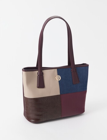 Boston + Bailey Faux Croc Patchwork Tote Bag, Brown product photo