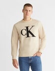 Calvin Klein Perforated Monologo Crew Neck Jumper, Warm Sand product photo View 02 S