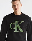 Calvin Klein Perforated Monologo Crew Neck Jumper, Black product photo
