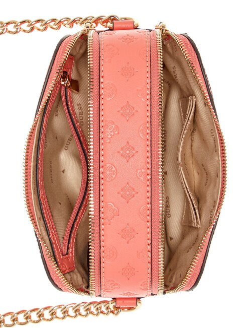 GUESS Arlena Logo Camera Crossbody Umhängetasche – Mocha Logo, Ca. 19,5x13x7 Cm, Verstellbarer Riemen