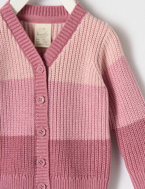 Little Bundle Knit V-Neck Cardigan, Ombre Pink product photo View 03 L