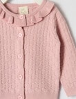 Little Bundle Crew Neck Frill Moss Stich Cardigan product photo View 02 S