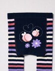 Teeny Weeny Cotton Bee Jaquard Leggings, Navy product photo View 02 S