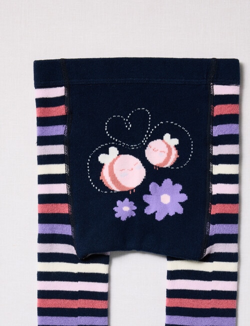 Teeny Weeny Cotton Bee Jaquard Leggings, Navy product photo View 02 L