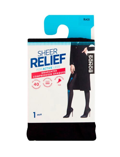 Bonds Sheer Relief 40D Compression Tight, Black, Ave-X-Tall product photo