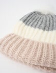 Whistle Accessories Rib Stripe Beanie, Grey, Ivory & Oat product photo View 02 S