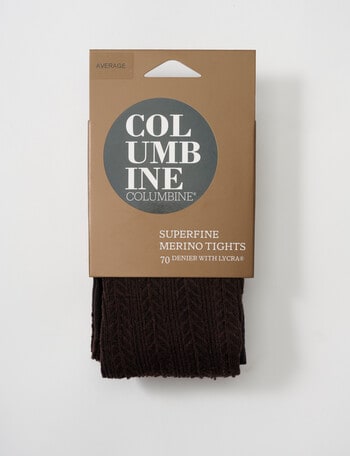 Columbine Cable Rib Superfine Merino Tights, Espresso product photo