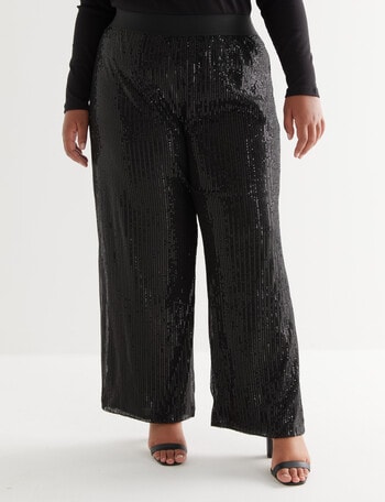 Studio Curve Sequins Pant, Black product photo