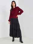 Whistle Satin Tiered Maxi Skirt, Black product photo View 03 S