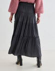 Whistle Satin Tiered Maxi Skirt, Charcoal product photo View 02 S