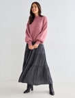 Whistle Satin Tiered Maxi Skirt, Charcoal product photo View 03 S