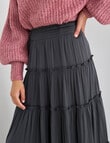 Whistle Satin Tiered Maxi Skirt, Charcoal product photo View 04 S