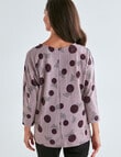 Ella J Butterfly 3/4 Soft Touch Batwing Top, Aubergine product photo View 02 S