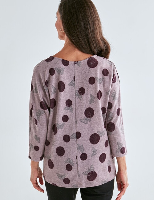 Ella J Butterfly 3/4 Soft Touch Batwing Top, Aubergine product photo View 02 L