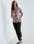 Ella J Butterfly 3/4 Soft Touch Batwing Top, Aubergine product photo View 03 S